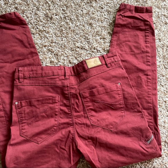 Brick red zipper skinny jeans - Picture 3 of 3
